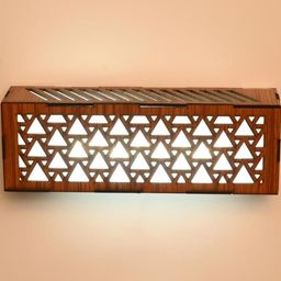 SOMIL Brown Textured Wood Cylinder Shaped Wall Lamp-image-64