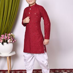 Cae Boys Ethnic Motifs Embroidered Regular Sequinned Kurta with Patiala image 4