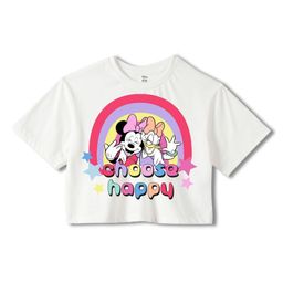 Wear Your Mind Girls Minnie Mouse Printed Pure Cotton Applique Boxy T-shirt-image-59
