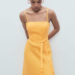MANGO Linen Belted A-Line Maxi Dress-image-99
