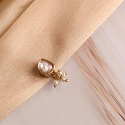 CURIO COTTAGE Gold-Plated Artificial Stones Studded & Beaded Stud Nosepin-18