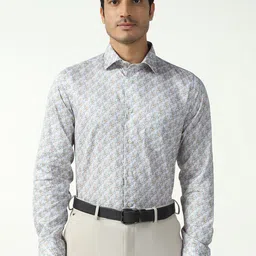 Blackberrys Indian Slim Fit Geometric Printed Spread Collar Cotton Formal Shirt-image-6