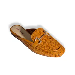 Peach Flores Women Textured Mules Flats-image-61