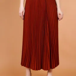 Zionity Accordion Pleated A-Line Maxi Skirt-image-93