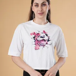 BAESD Graphic Printed Round Neck Drop-Shoulder Sleeves Cotton Crop T-shirt-image-30