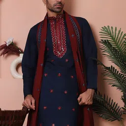 Jompers Floral Embroidered Chikankari Mandarin Collar Kurta-image-44