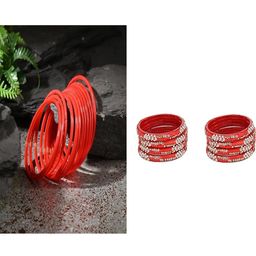 SOMIL Set Of 20 Red Artificial Stones and Beads Bangles Set-image-12