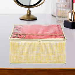 Kuber Industries Yellow Pack of 3 Jute-Printed With Top Visible Window Organisers image 3