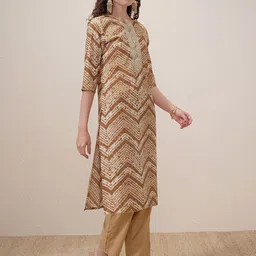 Vishudh Women Ethnic Motifs Printed Regular Sequinned Kurta with Trousers & With Dupatta image 5