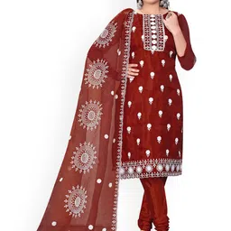 Maroosh Embroidered Thread Work Organza Unstitched Dress Material-image-44
