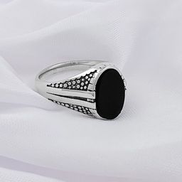 Saizen Silver Plated Onyx Stone Studded Finger Ring-26