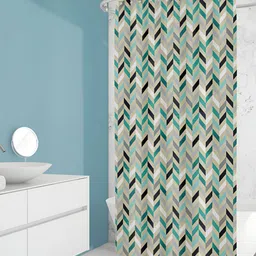 ArtzFolio White & Grey Geometric Printed Waterproof Shower Curtain-image-91