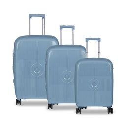 Polo Class Set Of 3 Textured Hard Sided Large Medium Cabin Trolley Bags-image-47