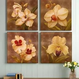 Art Street Beige & Red 4 Piece Floral And Botanical Canvas Wall Art-38