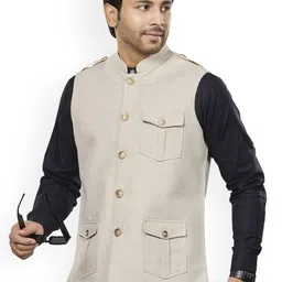 Authentics Woven Shoulder Loop Hunting Nehru Jacket image 4