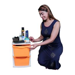Parasnath Orange 2-Layer Drawer Multi-Utility Organisers with Wheels image 2