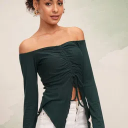 Tokyo Talkies Off-Shoulder Twisted Bardot Top-image-70