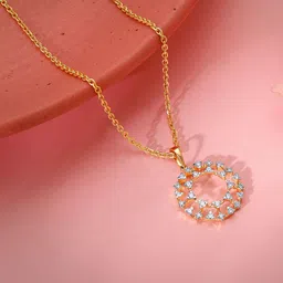 GIVA Women 18 Kt Gold Graceful Glow Diamond Pendant-image-67