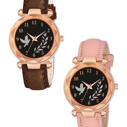 Gopal Shopcart Set Of 2 Women Printed Dial Analogue Watch GR379RG BIRD BRO Vel PINK G L-image-59