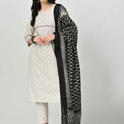 AMBI Women Printed Regular Kurta with Trousers & With Dupatta-image-13