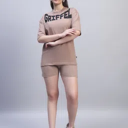 GRIFFEL Printed Oversized Pure Cotton T-Shirt With Shorts Co-Ords-picture-13