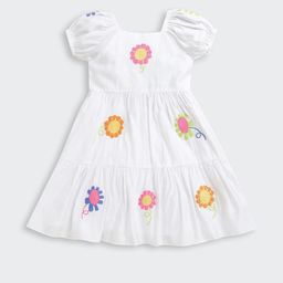 Tiny Girl Floral Embroidered Puff Sleeve Fit & Flare Dress-picture-46