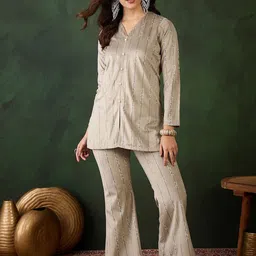Sangria Printed Velvet Top With Trouser-image-28