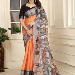 Anouk Kalamkari Linen Blend Saree-image-57