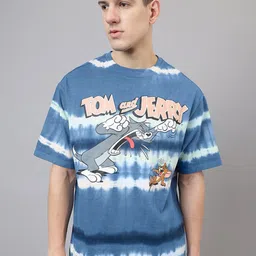 Free Authority Men Tom & Jerry Graphic Printed Round Neck Cotton Oversized T-shirt-image-48