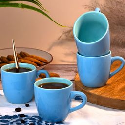 Storepedia Blue Handcrafted Solid Ceramic Glossy Cups Set of Cups and Mugs-16