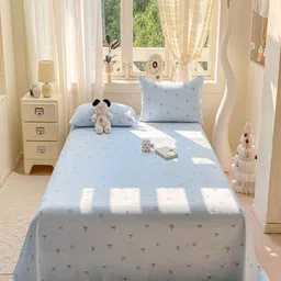 JC HOME Blue & Brown Printed 140 TC Double King Bedsheet Set- 2 m x 2.30 m-picture-19