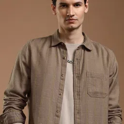 HIGHLANDER Men Slim Fit Opaque Striped Casual Shirt-image-33