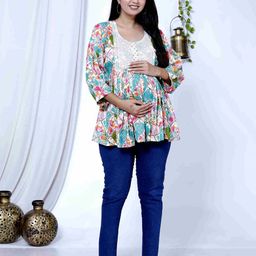 MIRJAI Women Floral Printed Longline Maternity Top-image-88