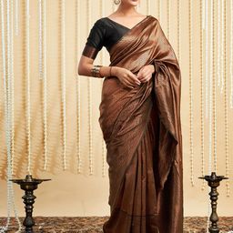 HERE&NOW Woven Design Zari Silk Blend Mysore Silk Saree-picture-34