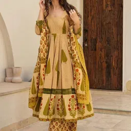 Fashion Basket Women Printed Angrakha Kurta with Palazzos & With Dupatta-15
