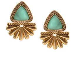 NAMAN ARTS Gold-Plated Artificial Stones Studded Triangular Shaped Studs image 2
