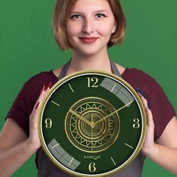 RANDOM Yellow & Green Printed Round Contemporary Wall Clock image 2