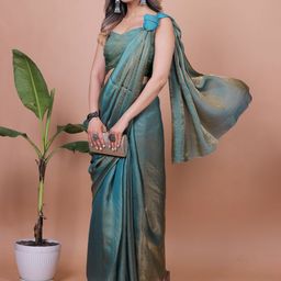 Anneca Shimmer Satin Saree With Blouse Piece-image-80