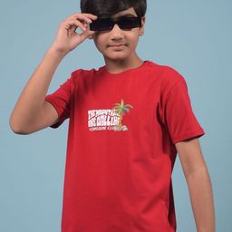 Crimsoune Club Boys Graphic Printed Round Neck Slim Fit Cotton T-shirt-image-69