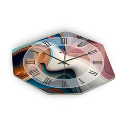OLIVE TREE Blue & Mauve Printed Geometric Wall Clock image 3