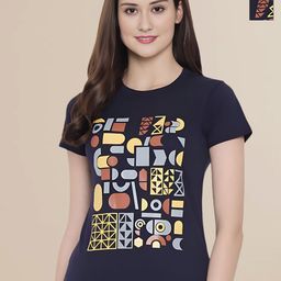 Mast & Harbour Women Typography 2 Printed Applique T-shirt-image-44