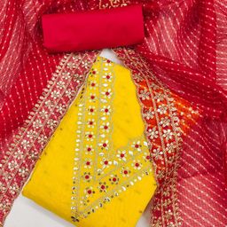 HERE&NOW Floral Woven Design Beads & Stones Unstitched Dress Material-image-37