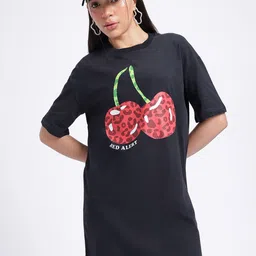 glitchez Elegant Graphics Drop-Shoulder Sleeves Mini T-shirt Dress-image-13