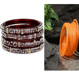 SOMIL Set of 16 Maroon Alloy Bangles-image-23