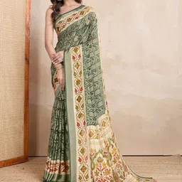 KALINI Floral Zari Brasso Saree-image-11