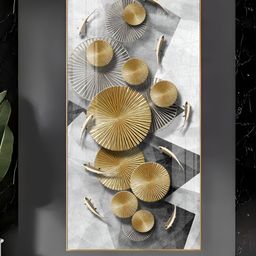 THE NEXT DECOR Opulent Whispers Glass Finish Vertical Wall Art-image-45