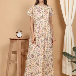 Sweet Dreams Women Printed Pure Cotton Maxi Nightdress-image-48