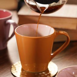 Pure Home and Living Orange & Pink Solid Stoneware Glossy Mugs Set of Cups and Mugs-46