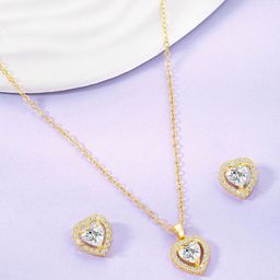 Peora Gold Plated CZ & Crystal-Studded Jewellery Set-image-27
