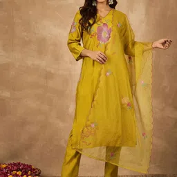 Anouk Women Ethnic Motifs Embroidered Regular Kurta with Trousers & With Dupatta-picture-14